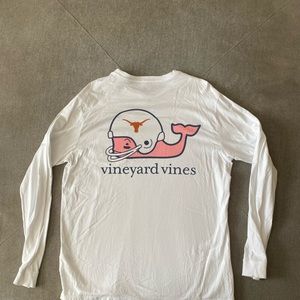 Vineyard Vines University of Texas Whale Long Sleeve Pocket Tee White EUC LARGE